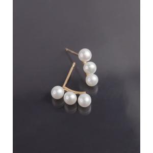 ピアス 「anq.」K10・淡水パールラインピアス レディース
