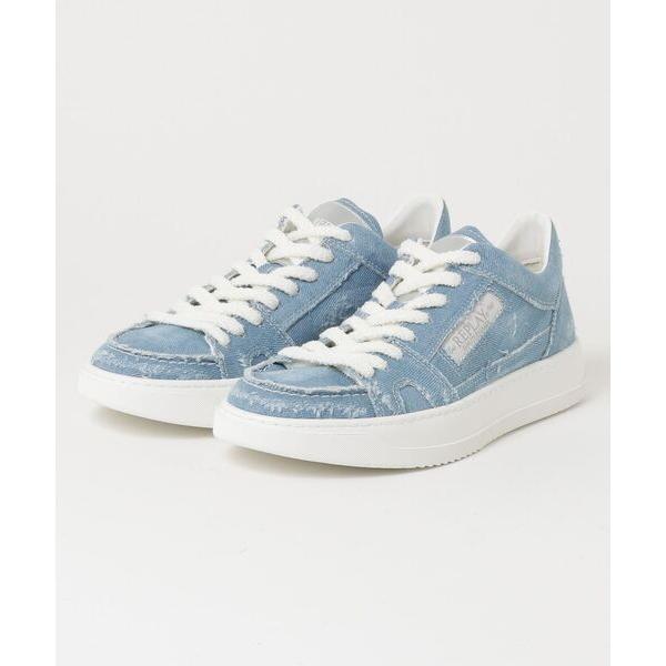 スニーカー ダメージブルーデニムスニーカー メンズ
