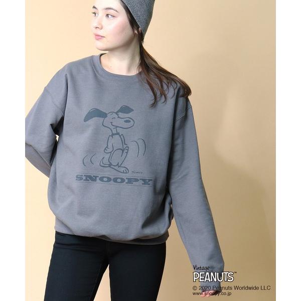 「PEANUTS」 スウェットカットソー MEDIUM チャコールグレー メンズ