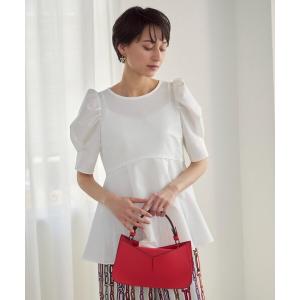 ブラウス シャツ 「セットアップ対応商品」サッカーストレッチペプラム ブラウス レディース