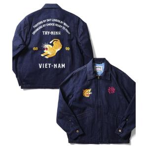 ジャケット Gジャン メンズ HOUSTON ヒューストン DENIM VIETNAM JACKET 虎 地図柄 刺繍 デニム ベトナムジャケット/ベ｜ZOZOTOWN Yahoo!店