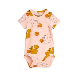 ベビー服 ロンパース mini rodini / リス総柄半袖ボディ