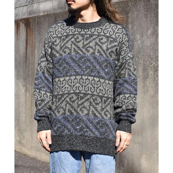 セーター ニット 「ヴィンテージ古着」90's Peter England 総柄 ネップ デザインニ...