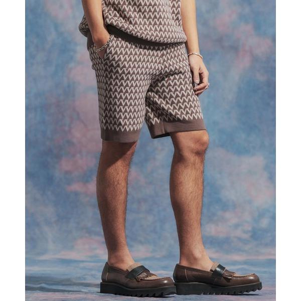 パンツ mp12052- 総柄ジャガードニットショートパンツ メンズ