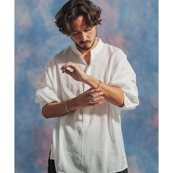 シャツ ms5584- バンドカラープルオーバートロピカルシャツ メンズ