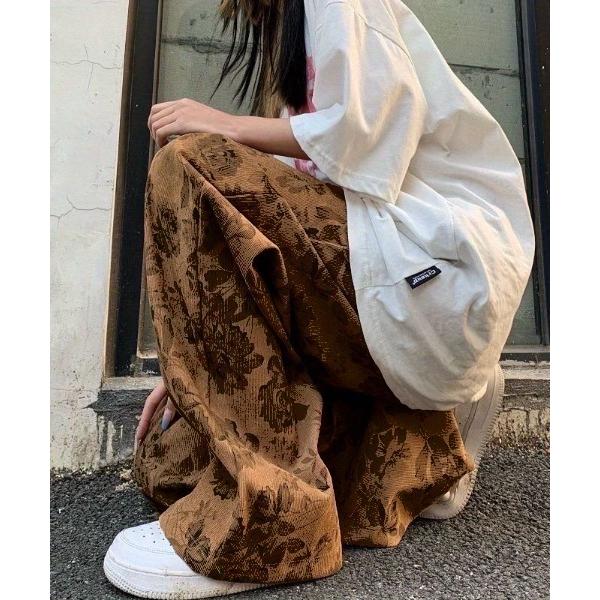 パンツ フラワー柄 ワイドパンツ レディース メンズ