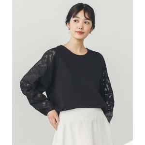 tシャツ Tシャツ レディース フラワージャガード袖切替カットソー