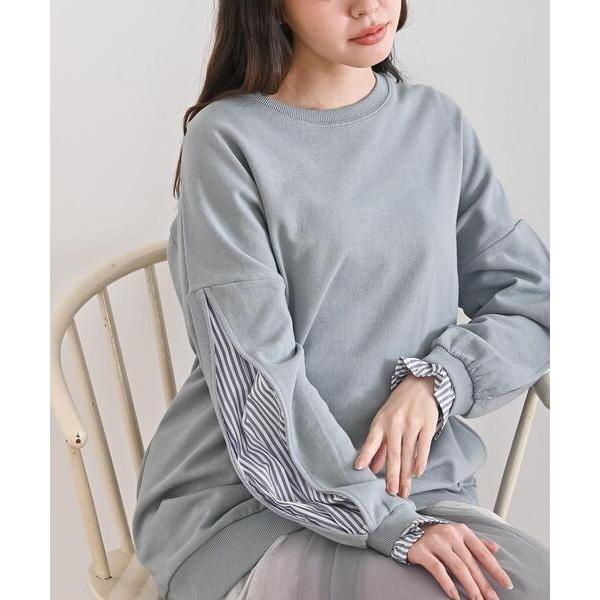 チュニック 袖布帛切替裏毛チュニック