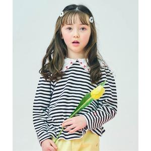tシャツ ハート刺繍スカラップ衿トップス キッズ...の商品画像