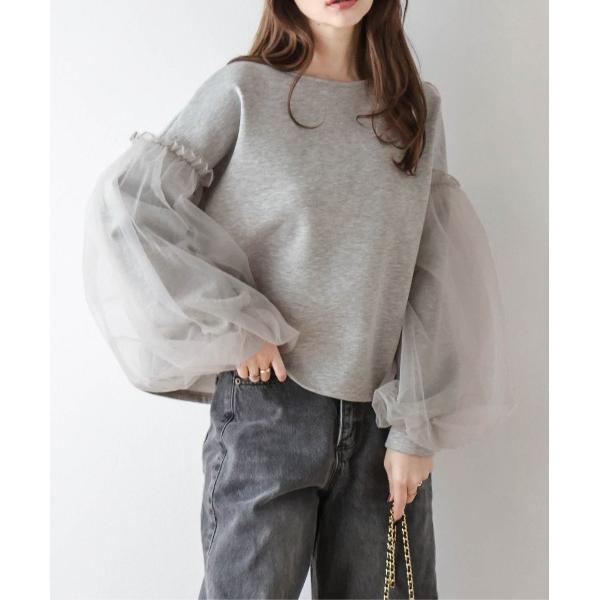 ブラウス シャツ チュール袖プルオーバー レディース