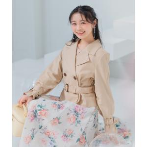 トレンチコート コート ギャザー袖ショートトレンチ レディース