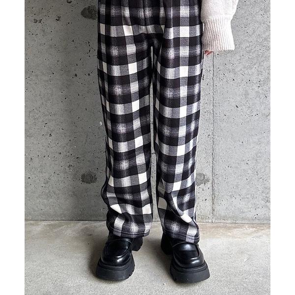 パンツ もこもこあったかボアチェックパンツ レディース