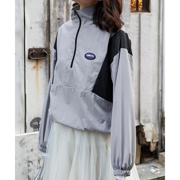 ブルゾン アウター ハーフジップ配色ブルゾン レディース