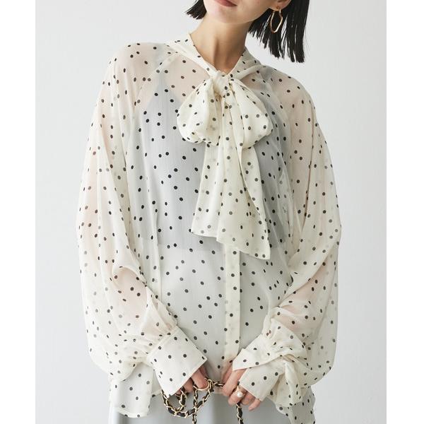 ブラウス シャツ シアーボウタイブラウス レディース