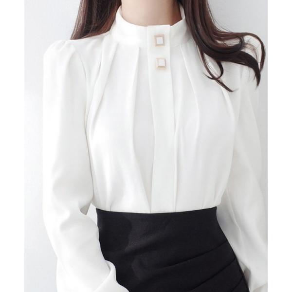 ブラウス シャツ 起毛 ポイントボタン ピンタックブラウス レディース