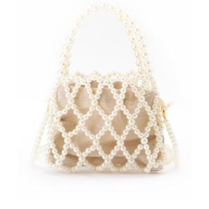 総ビーズ ハンドバッグ ホワイト ゴールドチェーン ハンドバッグ 2wayビーズ編みミニハンドバッグ : ZOZOTOWN Yahoo!店
