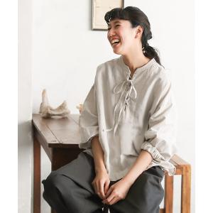 ブラウス シャツ たなびく編み上げブラウス レディース
