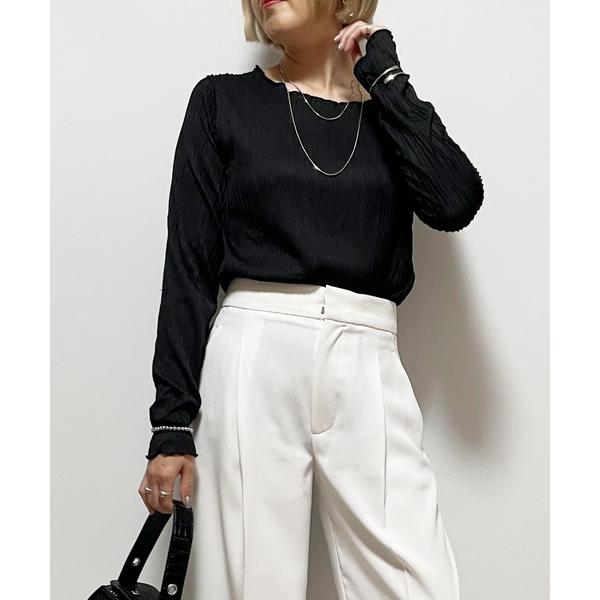 tシャツ 「Fizz/フィズ」　ウェーブジャガード　クルーネックロンT レディース