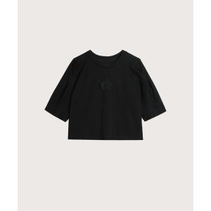 tシャツ オールブラックフラワーアップリケT All Black Flower Applique T レディース