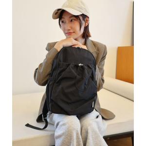 デイバック リュック ギャザー入りナイロンリュック レディース