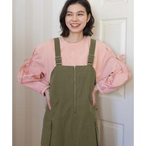 tシャツ 袖リボン布帛プルオーバー レディース