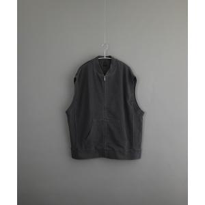 ベスト ジレ ピグメント加工 裏毛スウェット ビッグシルエット ZIP ベスト メンズ レディース