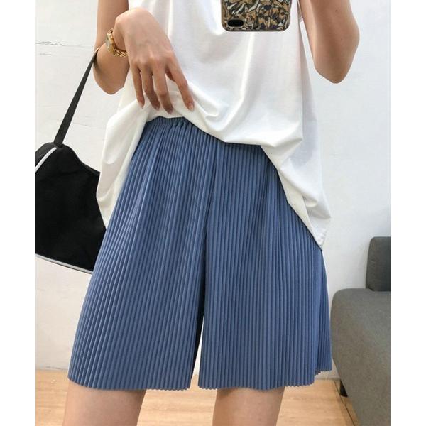 スラックス パンツ プリーツパンツ ショート ワイドパンツ レディース