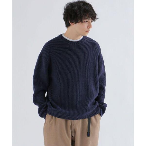 「SHIPS any」 長袖ニット SMALL ネイビー メンズ