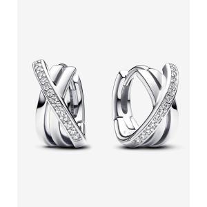 PANDORA（パンドラ） ピアス クロスオーバー パヴェ ゴールド フープ