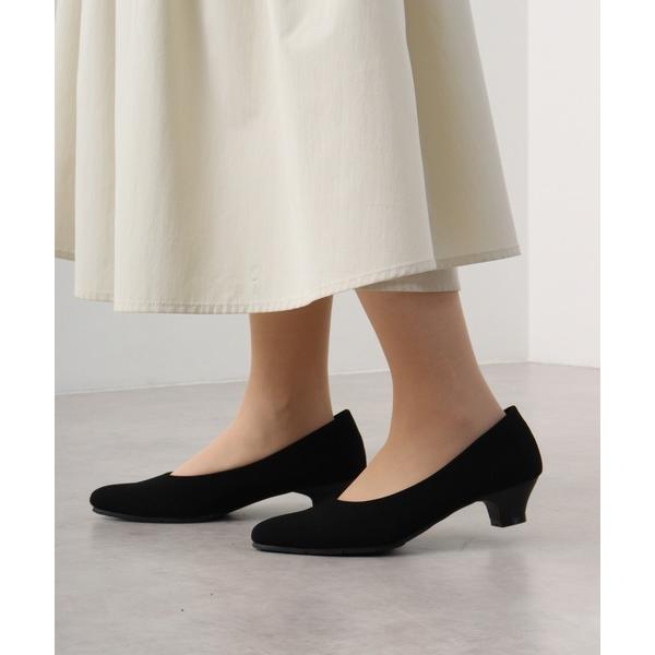 パンプス 高機能　4cmヒール　スタックヒールプレーンパンプス