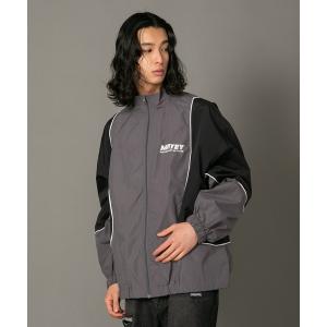 マオメイド　ブラック ナイロン ジャンパー mao made マオメイド ヴィンテージウェザー×ざっくりリブニット バンド