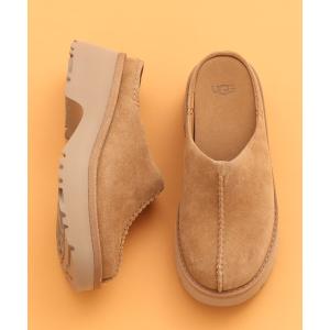 UGG ベージュ スエード 厚底 クロックサンダル UGG Australia アグ 厚底 スエード ミュール クロッグ ファー