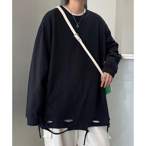 tシャツ 「BENDER TOKYO」裾ダメージ加工 ロングスリーブTシャツ ビッグシルエット ロン...
