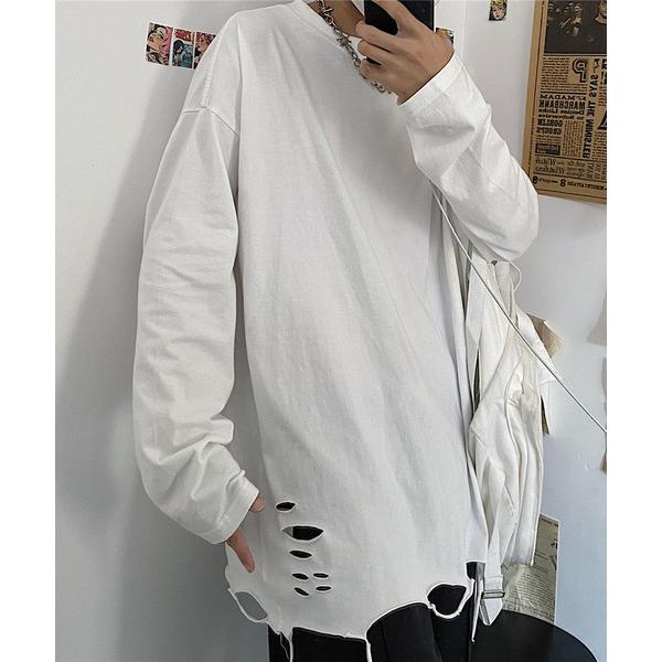 tシャツ 「BENDER TOKYO」オーバーサイズ 裾ダメージ加工 ロングスリーブTシャツ 無地 ...