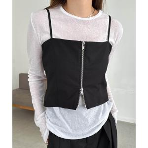 キャミソール 無地/ ストライプダブルジップビス...の商品画像