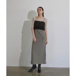 ワンピース レディース Stripe Square N/C Knit Dress