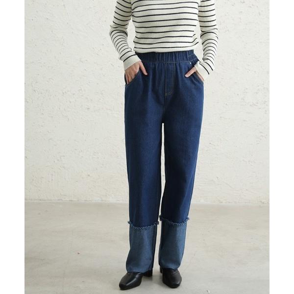 ジーンズ デニム デニムパンツ ロールアップ風デニムパンツ レディース