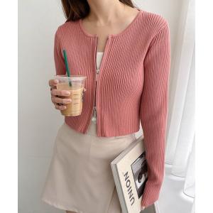 カーディガン double zip crochet knit cardigan /ダブルジップ