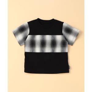 ベビー キッズ オンブレーチェック使い 半袖Tシャツ (ベビーサイズ)の商品画像
