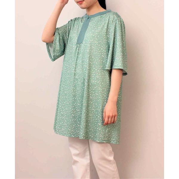 チュニック 「L〜5L 大きいサイズ」小紋柄 異素材使い チュニック