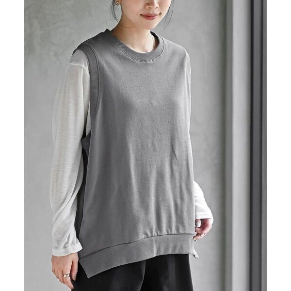 ベスト ジレ 裏毛ポケット付きベスト レディース