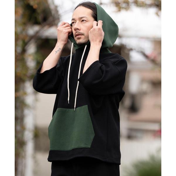 パーカー mpa3400- カノコポンチ切り替えルーズシルエットパーカー メンズ レディース