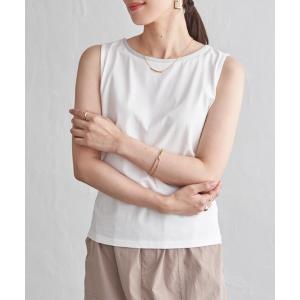タンクトップ ノースリーブ 「接触冷感／UVカット」コットンアビガイルタンクトップ レディース
