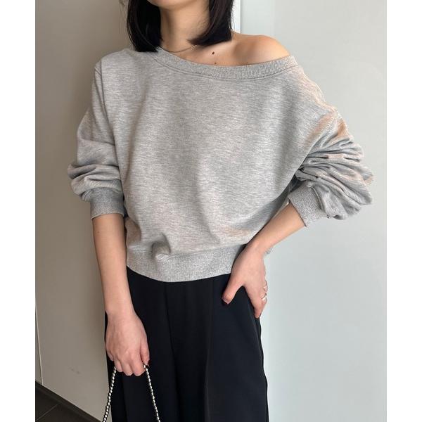 トレーナー スウェット オフショルダークロップドスウェット レディース