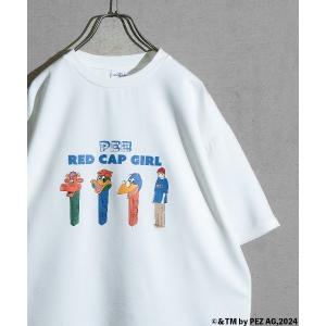 tシャツ Tシャツ メンズ 「a-r」「PEZ×Red Cap Girl」別注とろみポンチ イラストプリント サイドスリット BIG TEE｜ZOZOTOWN Yahoo!店