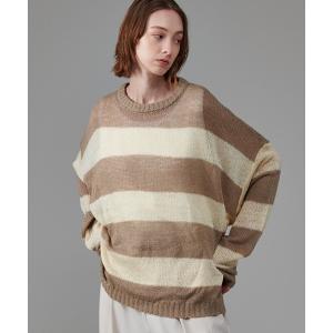 ニット メンズ BORDER MESH SHEER KNIT / ボーダーメッシュシアーニット