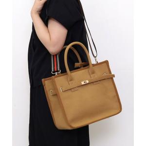 トートバッグ ヒネリ金具ベルト×キャンバス２WAYトートバッグ レディース