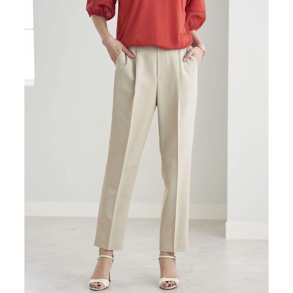 スラックス パンツ 冷感麻調ビンテージテーパードパンツ股下６０ｃｍ レディース