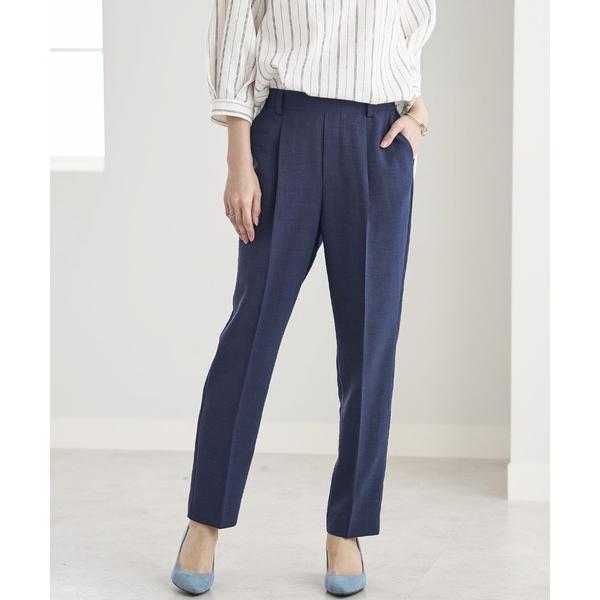 スラックス パンツ 冷感麻調ビンテージテーパードパンツ股下６５ｃｍ レディース