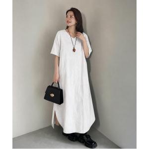 ワンピース 裾ラウンド　クルーネック　ロングワンピース